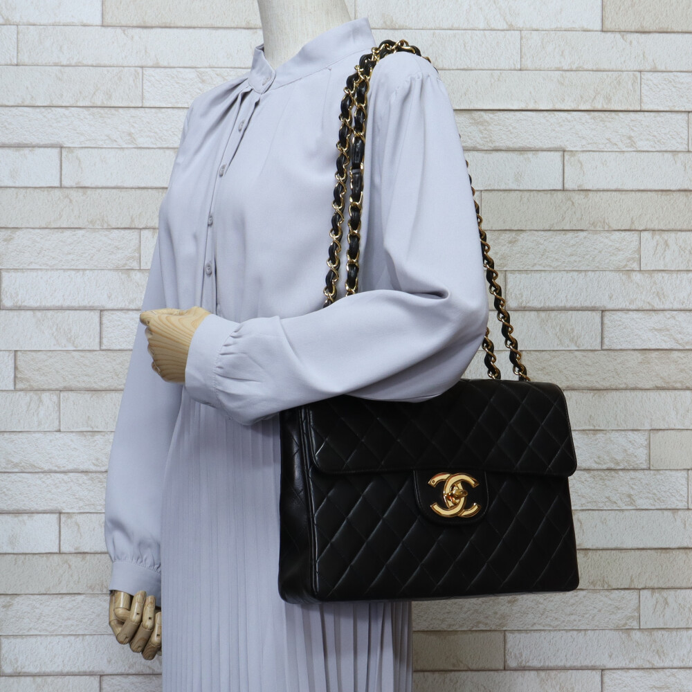 Chanel Flap Matelasse Chain Big S Bag Shoulder Lambskin Black